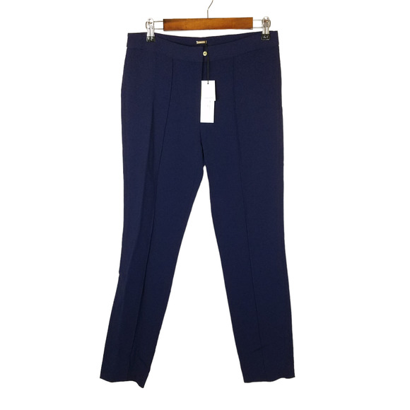 Adam Lippes Womens Pants Size 6 Navy Blue Cady Cigarette Stretch Mid Rise Nwt